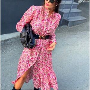 Zara Maxi Dress | Size Small | Pink Red Design